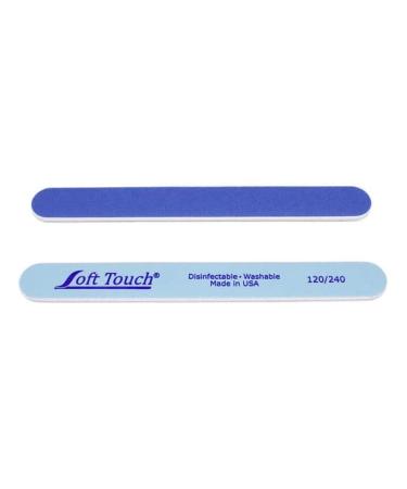 Soft Touch Nail File  Double Sided - 120/240 Grit  Light/Dark Blue  for Natural or Acrylic Nails  7 Inch - One Piece 1 Piece