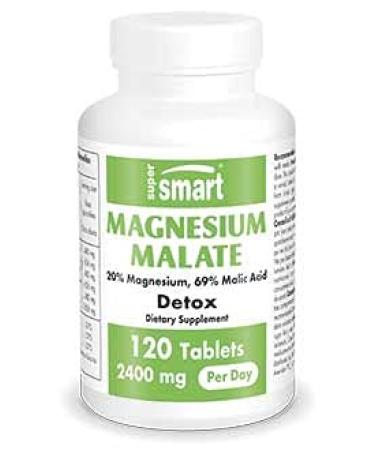 Supersmart - Magnesium Malate 2400 mg Per Day (Magnesium 20% & Malic Acid 69%) - Mineral Supplement - Detox & Energy Pills | Non-GMO & Gluten Free - 120 Tablets