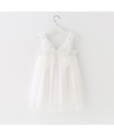PythJooh Baby Girl Tulle Dress with Butterfly Wings | Toddler Princess Dress | Daisy Stars Sundress for 0-4 Years | 9-12 Months | White - Buy Online on GoSupps.com