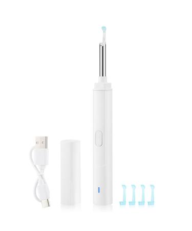 Ear Wax Removal Tool Camera: 1296p Visual Earwax Remover Otoscope Wireless Smart Rechargable with Visible Lighted Endoscope Ear Clean Cleaning Scope Kit with 5 Spoons Spades (White)