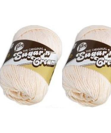 Lily Sugar 'N Cream The Original Solid Yarn, 2.5oz, Medium 4 Gauge, 100%  Cotton - White - Machine Wash & Dry