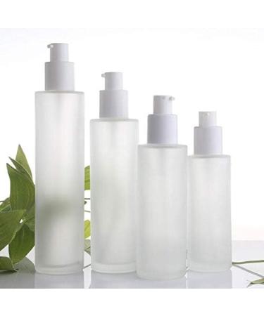 2PCS 120ml/4oz Empty Clear Frosted Glass Lotion Pump Bottle Jars with Wood Grain Cap Cosmetic Makeup Packing Storage Container Dispenser for Essential Oil Emulsion Essence Toiletries Toner Liquid - Buy Online on GoSupps.com