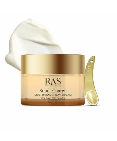 R.as Lu xur'y Super Charge Day Cream with Multivitamin SPF 30 PA++++ Goji Berry & Ceramides | Moisturizer for Glowing Skin with 72HR Hydration | Protection from UVA & UVB | 50gm