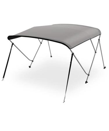 SereneLifeHome Waterproof Boat Top Cover - 54-60" W 3 Bow Top Sun Shade Boat Canopy - 1" Double Wall Aluminum Frame Tubes, 2 Front Straps, 2 Rear Support Poles, Storage Boot - SLBTW60G.5 (Gray)