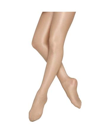 Professional Quality Shimmer Toast Light Toast Full foot Tights for Dance Kids Women's Ultra Shimmery Footed Tights Large-X-Large Lt Toast