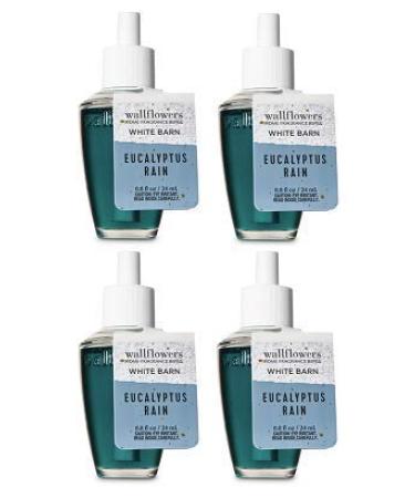 Bath and Body Works 4 Pack Eucalyptus Rain Wallflowers Fragrance Refill. 0.8 fl oz. Eucalyptus 0.8 Fl Oz (Pack of 4)