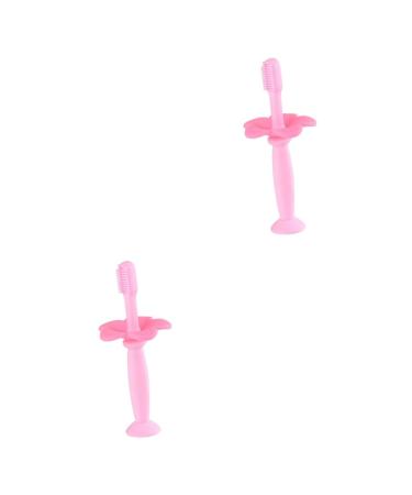 Minkissy 2 STK baby training toothbrush toothbrushes for children toothbrush children toothbrush children's toothbrush brass toothbrush -toothbrush for oral care clean sound wall pink