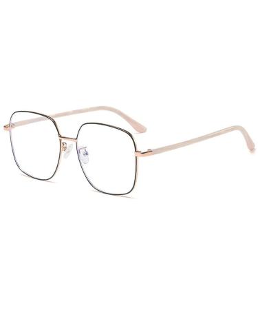 Fuqinqingoz oversized square reading glasses large clear view blue light blocking computer reader flat light mirror glasses (color: C5 size: +100) +100 C5