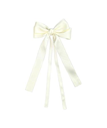 Double Layer Ribbon Bow Hair Clip Women Korean Bowknot Long Ponytail Clip Sweet Girls Hairpin Barrettes Headwear Gift Beige