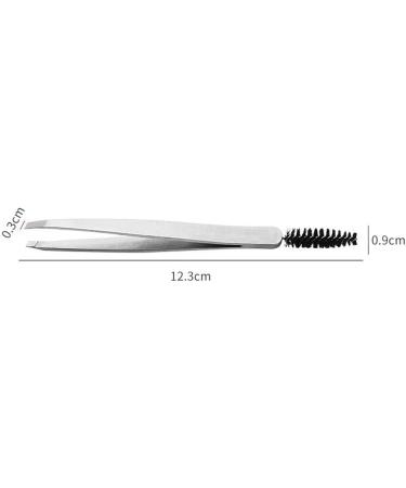 2 Pcs Stainless Steel Eyebrow Tweezer Set - Dual Ended Slant Tip with Brush, Makeup Tools - Buy Online on GoSupps.com