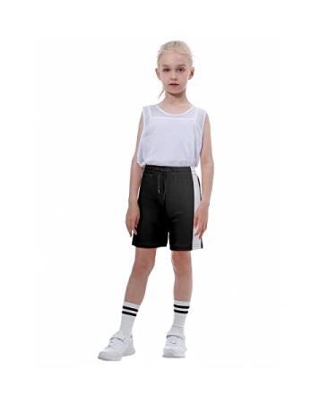 MIVEI Girl's Athletic Soccer Shorts - Youth Kids Quick Dry Basketball Sports Shorts Gym Active Mesh Short UPF50+ Black X-Small