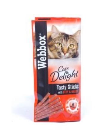 Webbox Cats Delight Tasty Sticks with Beef and Rabbit 6-Sticks Deal of 4 (24 Sticks Total) Beef and Rabbit 6 Count (Pack of 4)