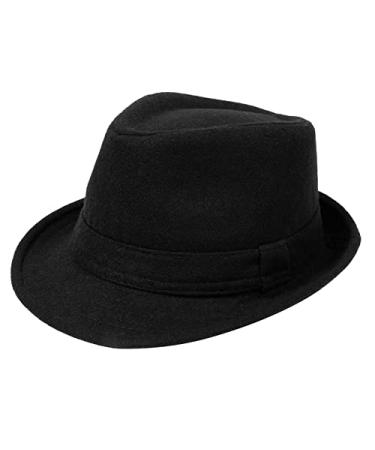 Men's Classic Manhattan Structured Trilby Fedora Hat for Women Black Large