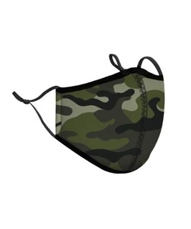 Top Trenz Kids Face Wrap Cloth Reusable Fashion Mask Ages 3-7 (Camo - Gren)