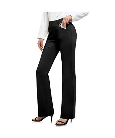 Women's Yoga Dress Pants Bootcut Stretchy Work Slacks Office Business Casual Golf Pant with 4 Pockets 31"Inseam Large Black