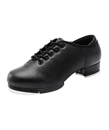 Men's Leather Tap Shoes Split Sole Adult Jazz Dance 12.5 Black