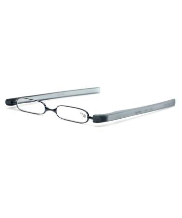 Podreader Reading glasses reading help and case in one the new trend foldable foldable foldable space -saving from +1.00 to +3.00 diopters and in trendy colors ( +2.0 Dpt. Black) black +2.00