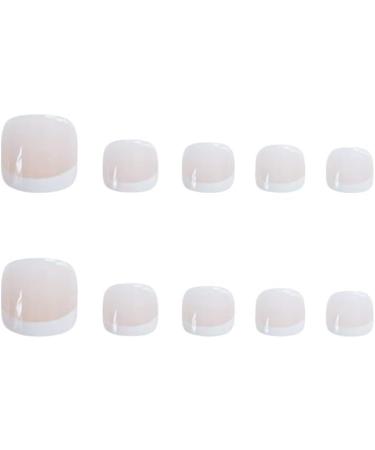 French Tip Press on toenails- Short Press On toenails with toenails Tips White Edged Nake Pink press on toenails Acrylic False toenails Cute Artificial toenails - Buy Online on GoSupps.com