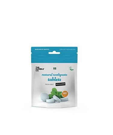 The Humble Co. toothbrush tablets with fluoride (2 x 60 pieces) |Fresh mint |Plastic free environmentally friendly vegan sugar -free recommended by dentists - prevents bad breath caries plaque with fluorides 2 x 60 pieces