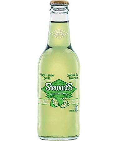 Stewarts Fountain Classic Soda 355ml Glass Bottles Key Lime Soda 24 Count