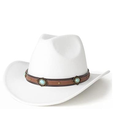 Lisianthus Women's Western Cowboy & Cowgirl Hat Wide Brim Style A Turquoise-white Medium
