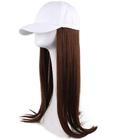 Wig Female Long Hair Cap Wig One-Piece Female Long Straight Natural Full Head Suit Net -White Hat Light Brown - Buy Online on GoSupps.com