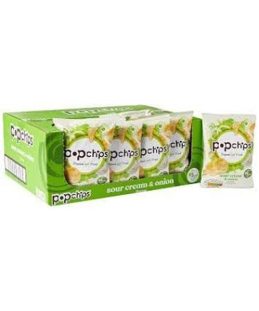 Popchips Sour Cream & Onion Popped Never Fried Potato Chips Crisps 23g (48 Bags) 23 g (Pack of 1)