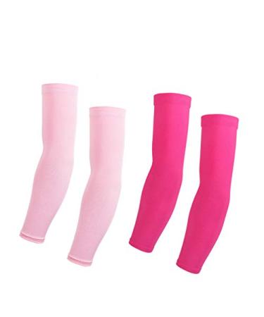 Arm Sleeves For Women Men Cycling Armwarmers Summer UV Sun Protection 2pair(red+pink) Medium