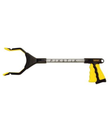 PikStik Pro P201, Aluminum Reacher, Wide 5.5 Jaw, 360 Rotating Jaw, Durable and Rust-Proof, Unique Handle and Trigger, 1 Year Warranty, 20", Yellow
