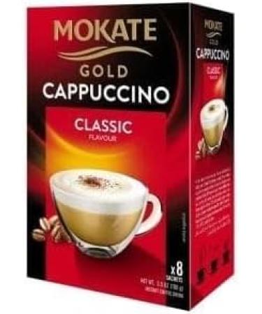 Mokate Gold Cappuccino Selection of 5 flavours Caramel Classic Hazelnut Vanilla Unsweetened 5x 8 Sachets - Buy Online on GoSupps.com