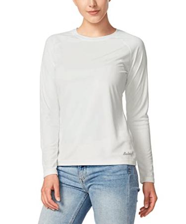 BALEAF Women's Long Sleeve Shirts UPF50+ Sun Protection Quick Dry Hiking Fishing Round Neck Medium A01-white