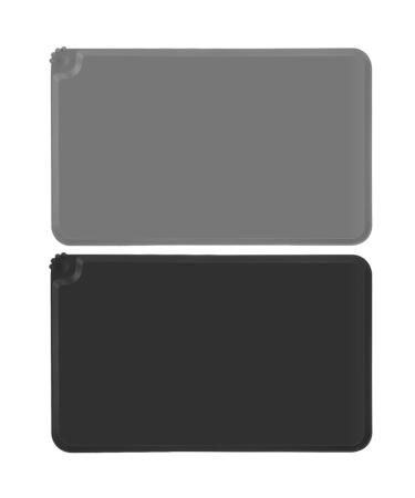 Newofview 2 Pieces Dog Cat Feeding Mat Waterproof Non-Slip Pet Feeding Mat Animal Bowl Mat Silicone Bowl Mat for Dog and Cat 48 x 30 cm (Black & Gray) Black & Gray 48 * 30 cm - Buy Online on GoSupps.com