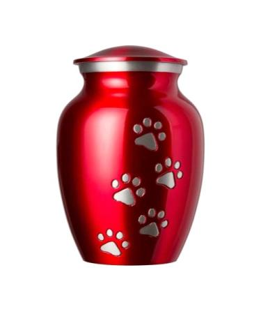 Best Friend Services Pet Urn - Ottillie Paws Legacy Memorial Pet Cremation Urns for Dogs and Cats Ashes Hand Carved Brass Memory Keepsake Urn Large Ruby Red, Vertical Pewter Paws