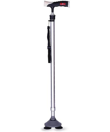 Walkers for Seniors Crutches for The Elderly Three-Angle Anti-Slip Walking Sticks Telescopic Stick with Suction Cup Base for Travel on Different terrains rollator Walker Durable Mobility Aid Silver