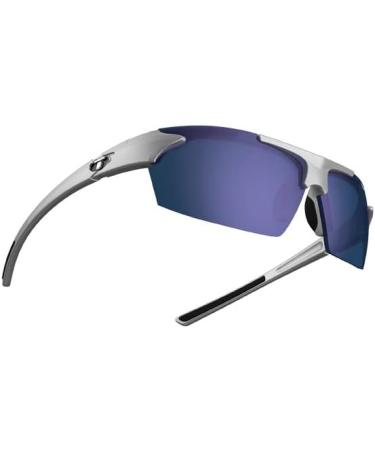Tifosi Jet Sport Sunglasses - Metallic Silver Frame/Smoke & Blue Lens | Ideal for Cycling, Hiking, Running - Buy Online on GoSupps.com