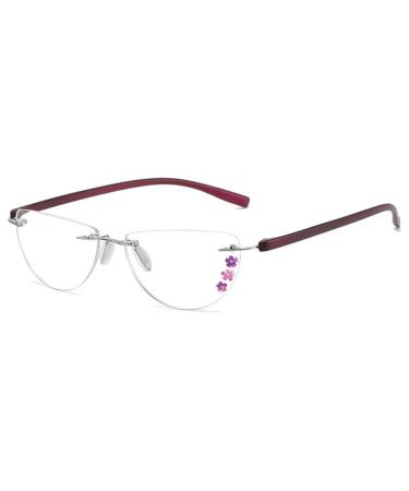 Vevesmundo crescent glasses women blue light filter Flowers Halfbrand Reading help visual aid glasses+1.0 +1.5 +2.0 +2.5 +3.0 +3.5 +4.0 1 piece of purple reading glasses 3.5 Dioptria