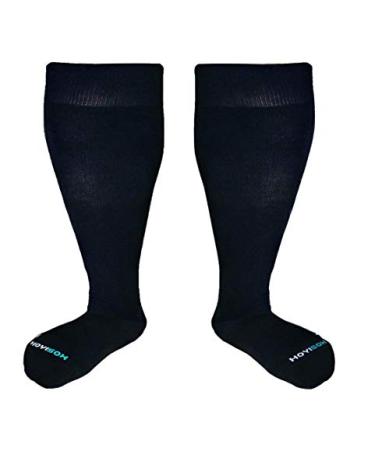 HOYISOX Big and Tall Compression Socks 20-30 mmHg, Comfortable Knee High Socks for Men and Women Black 3X-Large