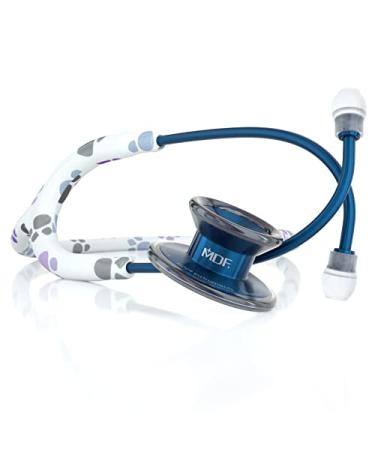 MDF Instruments Paws MD One Epoch Stethoscope Lightweight Titanium Adult Dual Head Free-Parts-for-Life Paws Tube Titanium Blue Capridium Chestpiece-Headset MDF777TPWCD