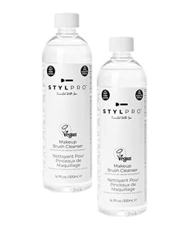 Stylpro MakeUp Brush Cleanser (2x 500ml) liquid cleaner for makeup brushes greasy makeup of brushes removed which are used with our award-winning cleaning and drying device.