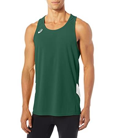 ASICS Men's Team Sweep Singlet, Forest/White, Large