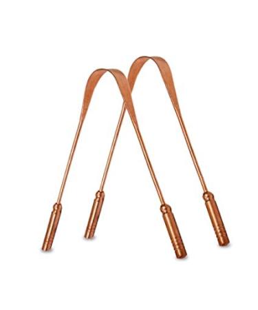 White Leaf 100% Pure Pack Of 2 Copper Tongue Scraper for Adults -Natural Copper Tongue Scraper for Adults Tongue Cleaner with Firm Grip & Travel Case -Tongue Scraper for Dental Health and Fresh Breath