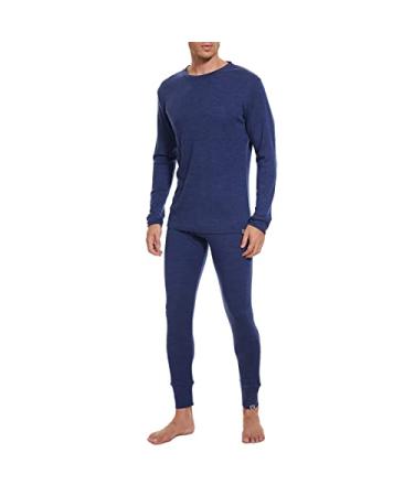 MERINNOVATION Merino Wool Base Layer Set for Men 100% Merino Wool Thermal Underwear Long Sleeve Indigo Blue 250 Medium