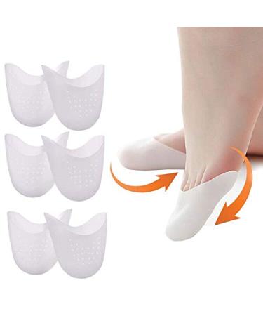 3 Pairs Ballet Silicone Toe Pads Ballet Pointe Pads Toe Cap Tip Protector Half Full Toe Protection Protector Toe Pad Ballet Forefoot Cushion Pads High Heels Toe Cap Protector with Breathable Holes White
