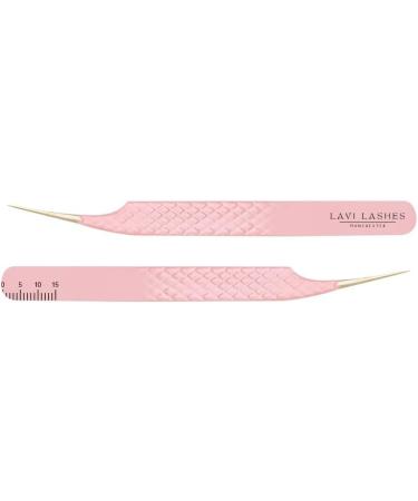 Fiber Tip Eyelash Tweezers Professional Stainless Steel Tweezers Lash Extension Isolation Volume Classic Lashes Curved Straight Tweezer with Measurements - Pink Lavi Lashes (Curve Isolation) - Buy Online on GoSupps.com
