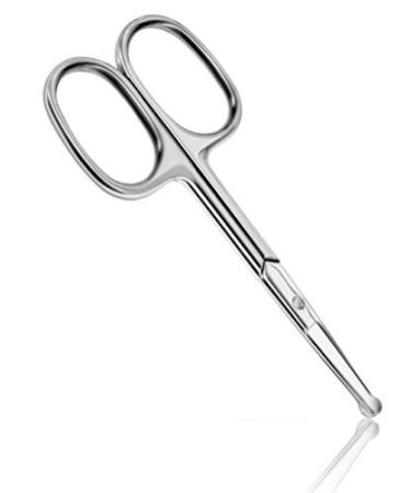Eyebrow Nose Hair Trimmer Scissors - Round Tip for Ear, Eyebrow, Beard & Mustache Trimming Cutting Beauty Tool (silver)