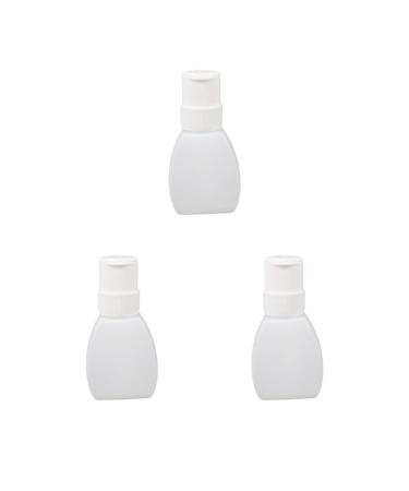 3 set Plastic Empty Nail Polish Remover Pump Dispenser Acetone Push Down Bottle Oblate White 3 set White Oblate