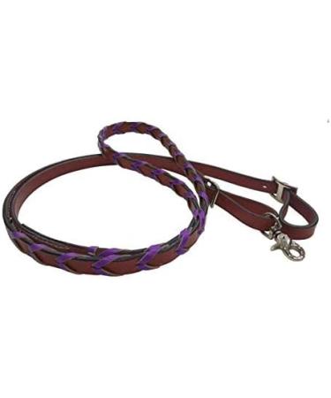 Showman Leather Braided Reins with Purple Colored Lacing - Buy Online on GoSupps.com