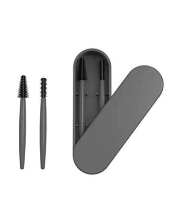 Aitakl Reusable Eyelash Brush Silicone Eyelash Brush 2 Pcs with Portable Case(Grey)