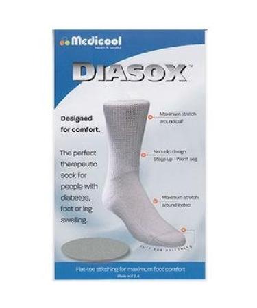 Medicool Diasox Seam-free Diabetes Socks Medium White Flat-stitch Toe Unisex (1 Pair)