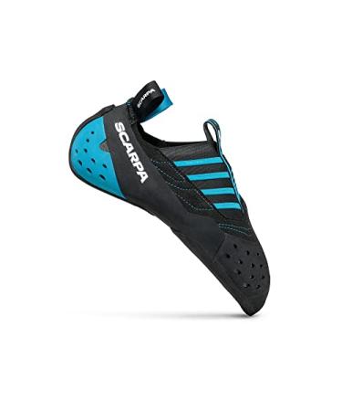 SCARPA Instinct S Slip-On Rock Climbing Shoes for Sport Climbing and Bouldering Black/Azure 5.5 Women/4.5 Men